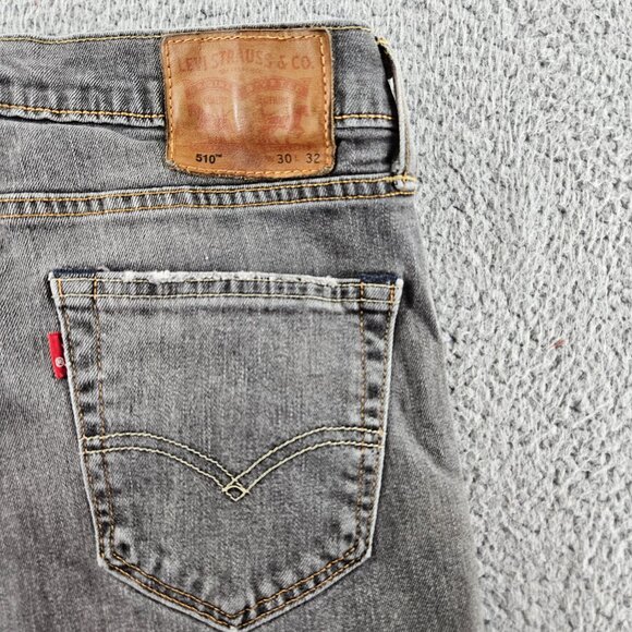 Levis Jeans Mens 30x32 (30x30) Gray 510 Distressed Skinny Fit Stretch Denim - Picture 14 of 16